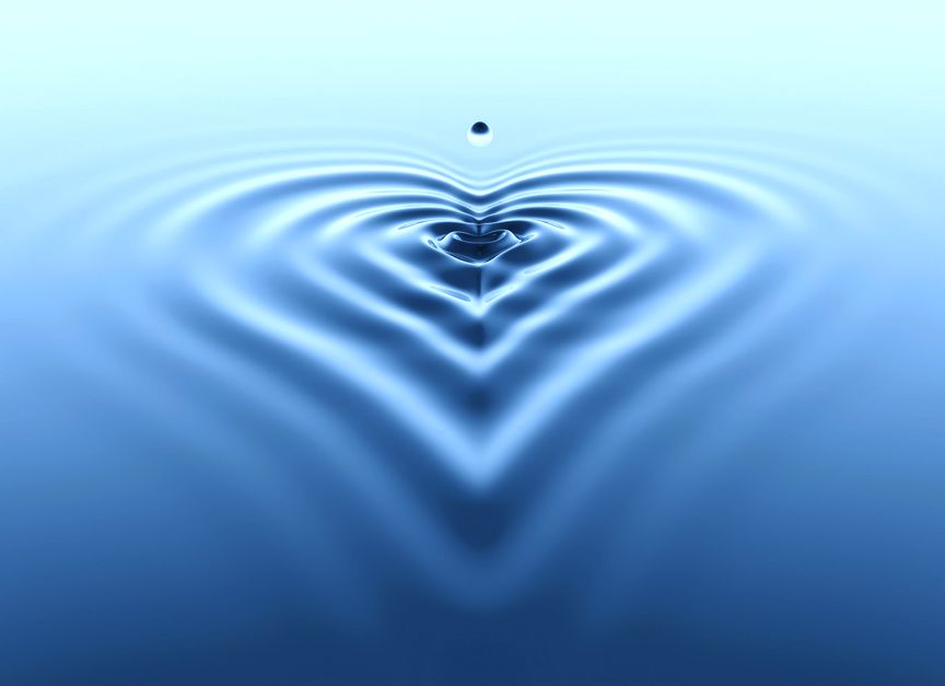 (water ripples in the shape of a heart)